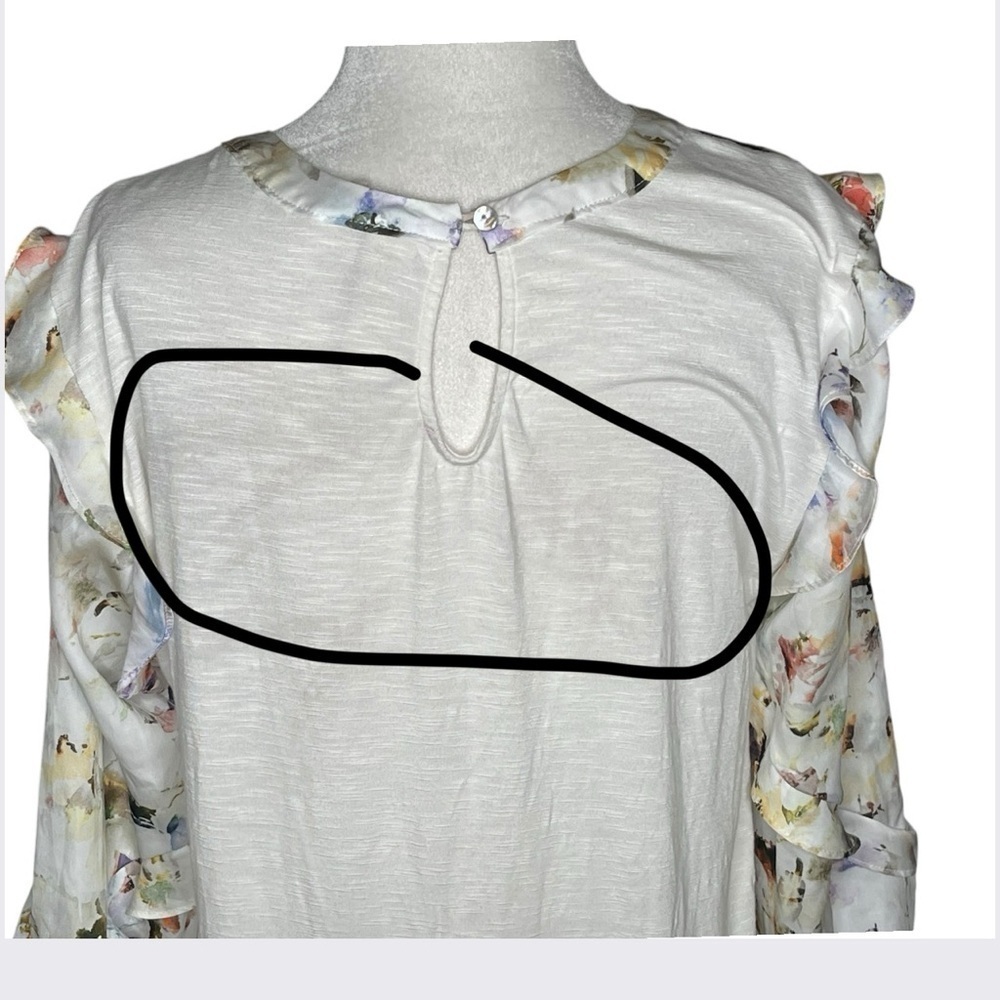 Anthropologie Dolan Floral Long Ruffle Sleeve Blouse Size Medium - Picture 15 of 15